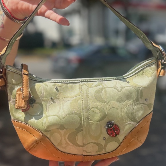 Coach Light Green and Tan Shoulder Bag - Picture 1 of 4